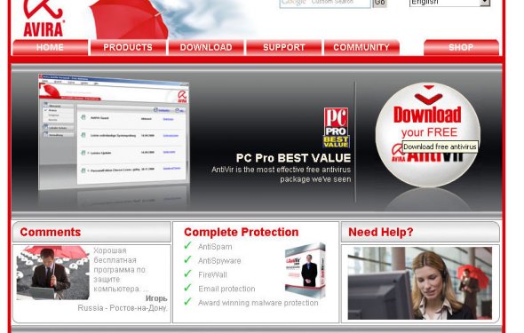 Сайт Avira AntiVir